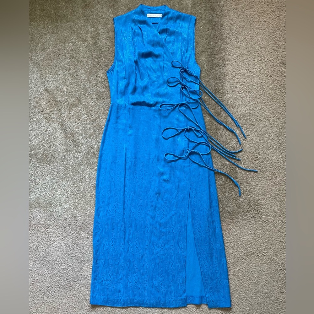 Jana Jacquard Wrap Midi Dress in Azure